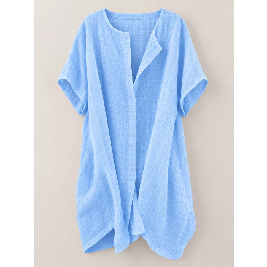 Full Size Casual Loose Fit Beach Short Sleeve Shirt Plus Apparel and Accessories