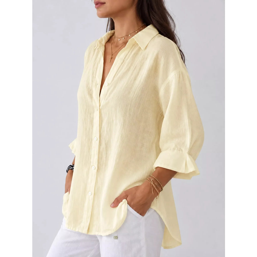 Full Size Casual Loose Fit Tie Back Shirt Plus Apparel and Accessories