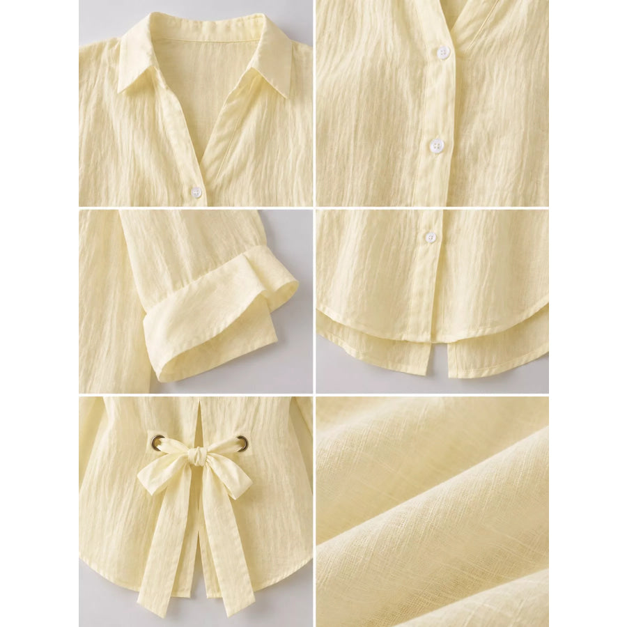 Full Size Casual Loose Fit Tie Back Shirt Plus Apparel and Accessories