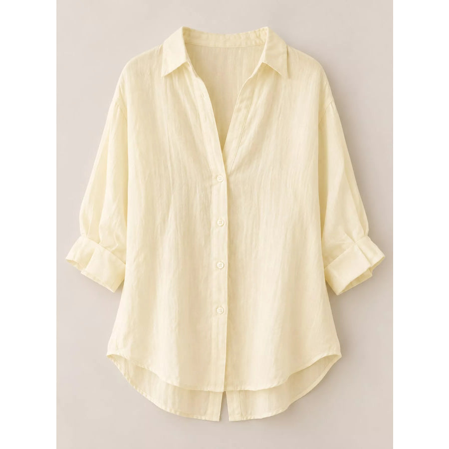 Full Size Casual Loose Fit Tie Back Shirt Plus Apparel and Accessories