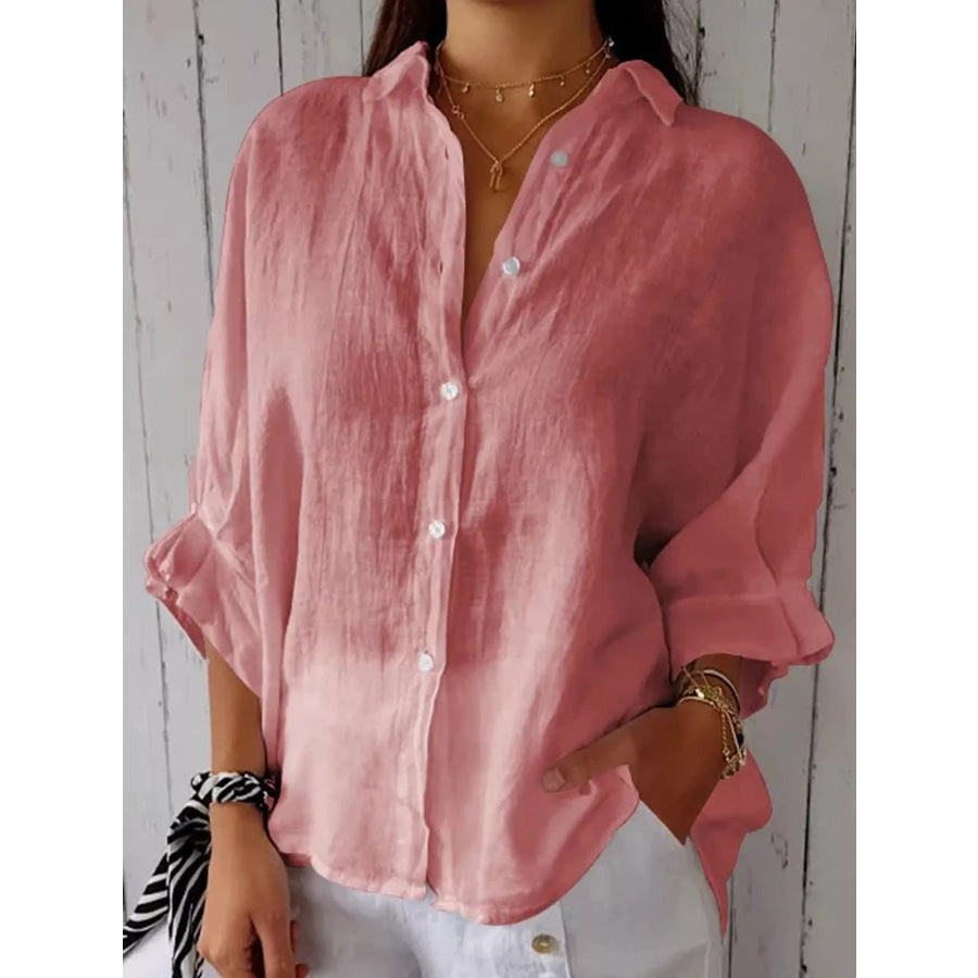 Full Size Casual Loose Fit Tie Back Shirt Plus Apparel and Accessories