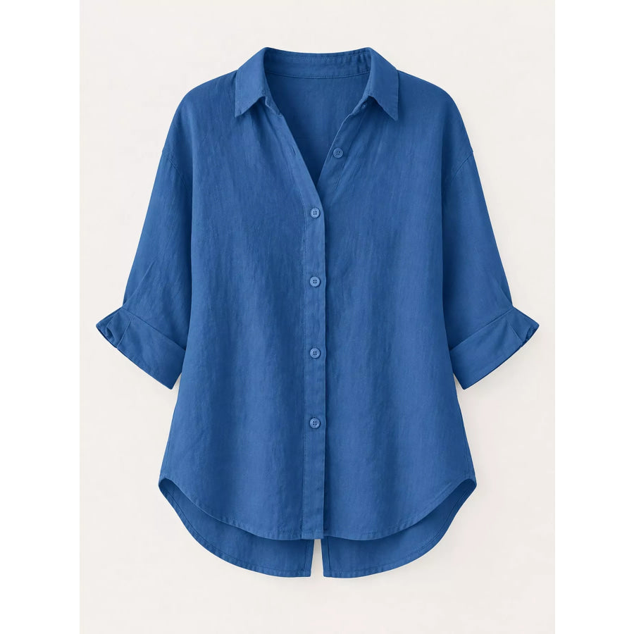 Full Size Casual Loose Fit Tie Back Shirt Plus Apparel and Accessories