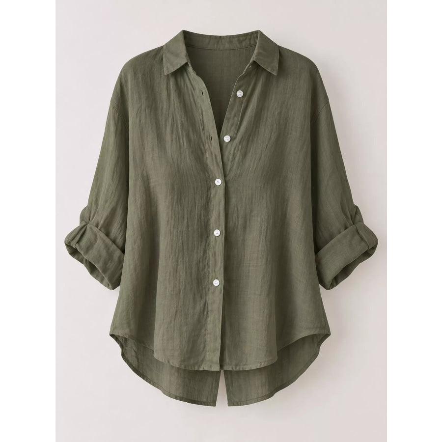 Full Size Casual Loose Fit Tie Back Shirt Plus Apparel and Accessories