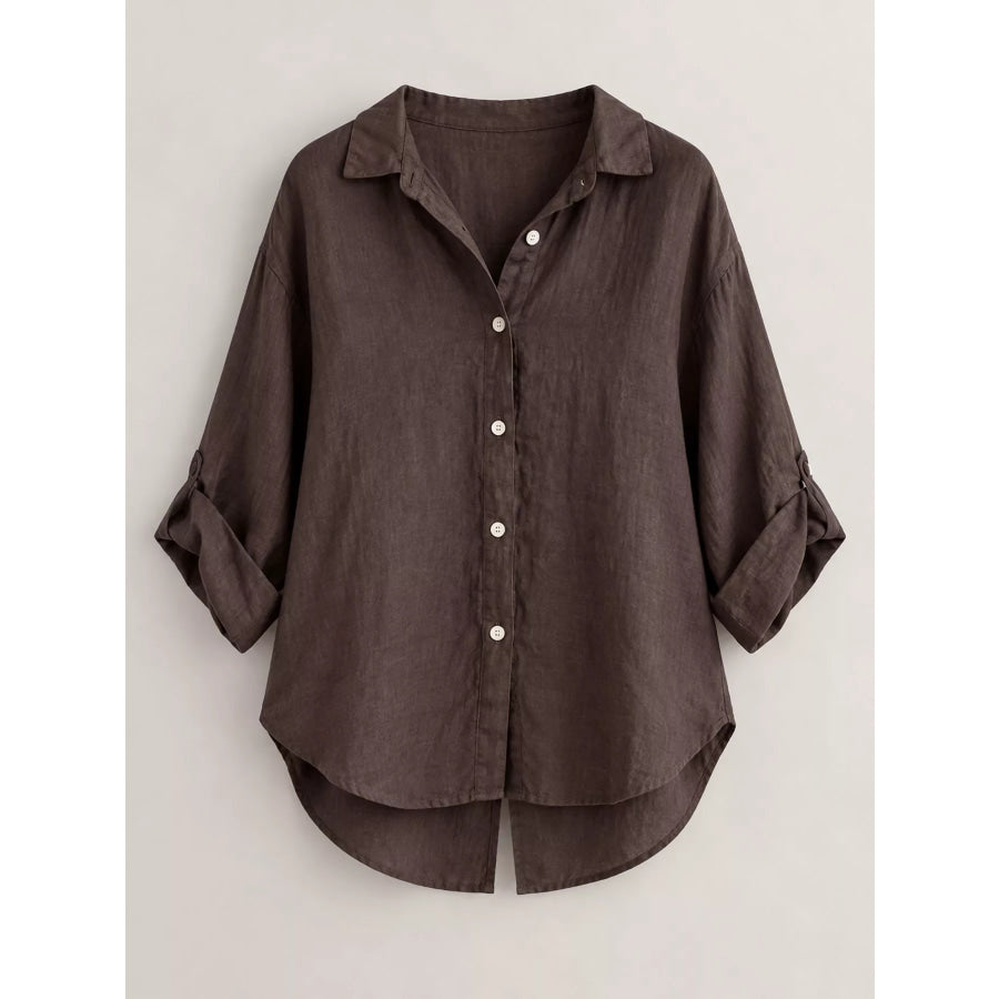 Full Size Casual Loose Fit Tie Back Shirt Plus Apparel and Accessories