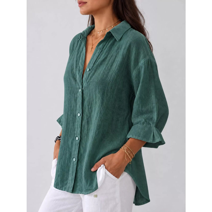 Full Size Casual Loose Fit Tie Back Shirt Plus Apparel and Accessories