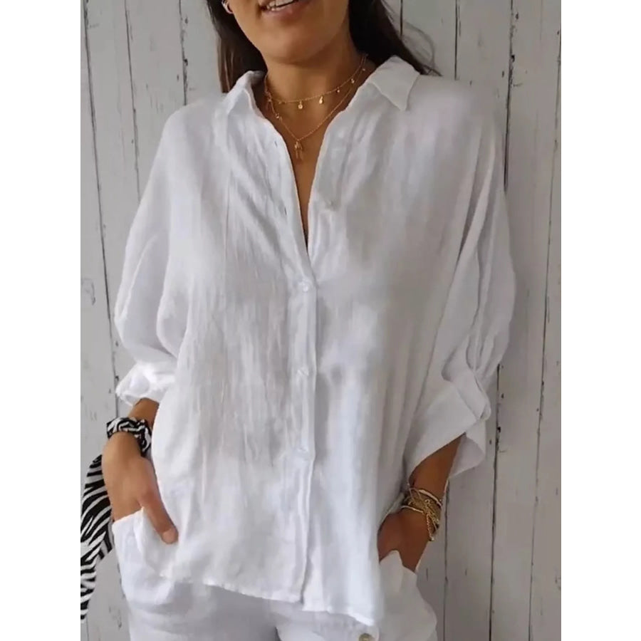 Full Size Casual Loose Fit Tie Back Shirt Plus Apparel and Accessories