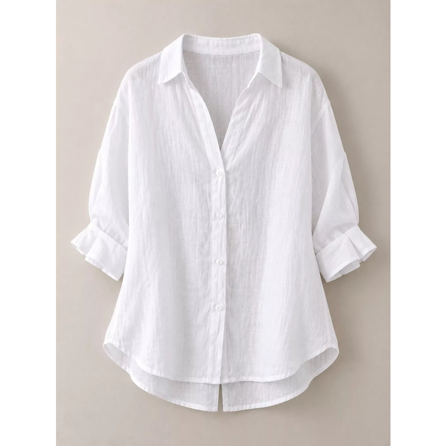 Full Size Casual Loose Fit Tie Back Shirt Plus Apparel and Accessories