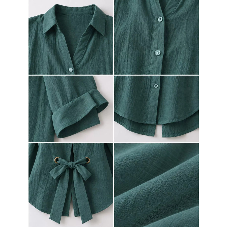 Full Size Casual Loose Fit Tie Back Shirt Plus Apparel and Accessories