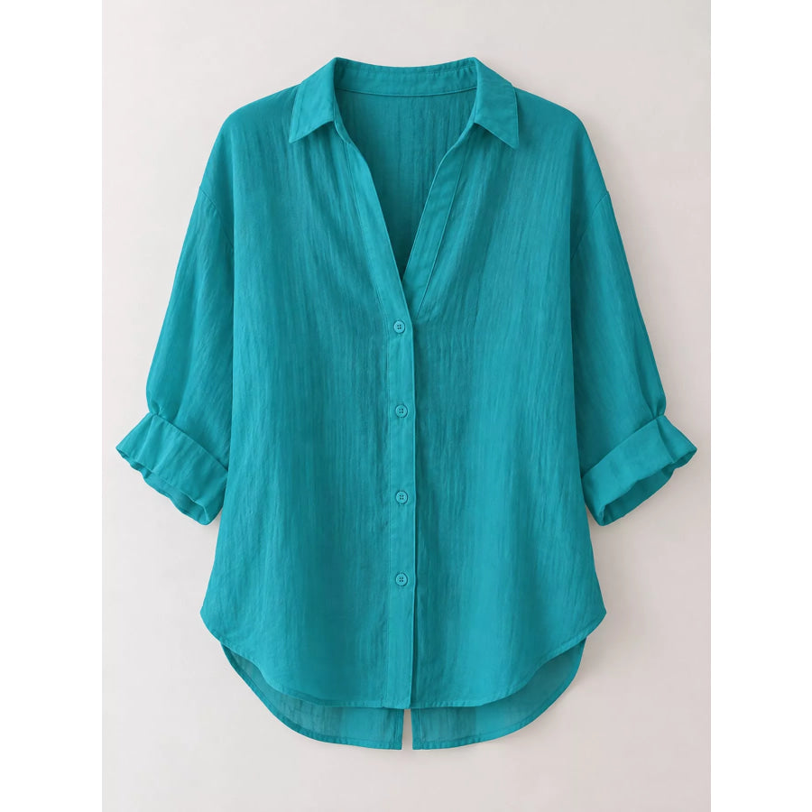 Full Size Casual Loose Fit Tie Back Shirt Plus Apparel and Accessories