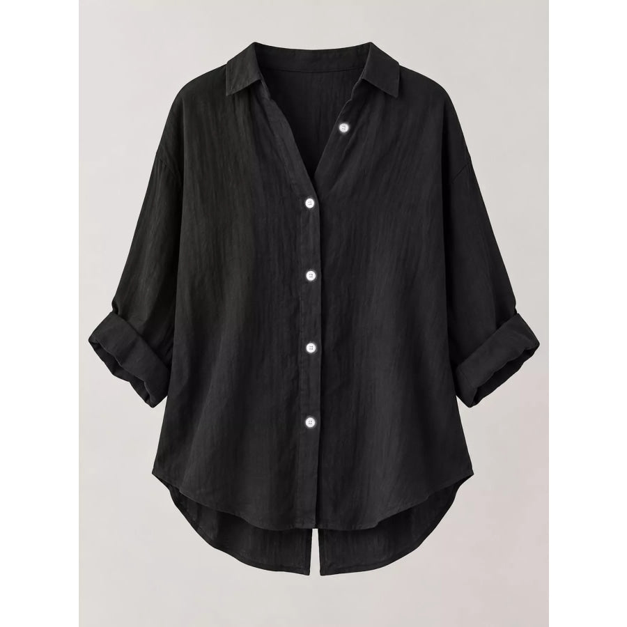 Full Size Casual Loose Fit Tie Back Shirt Plus Apparel and Accessories