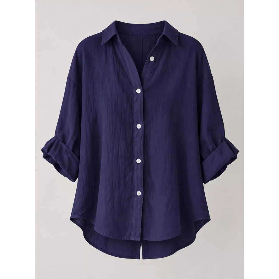 Full Size Casual Loose Fit Tie Back Shirt Plus Apparel and Accessories