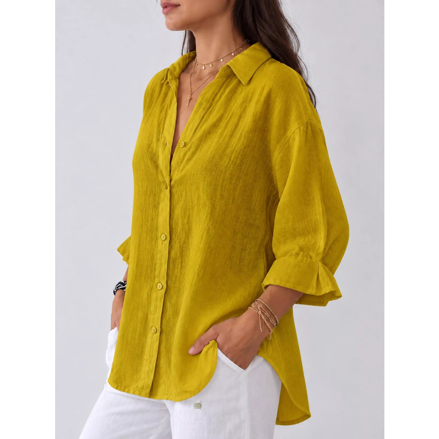 Full Size Casual Loose Fit Tie Back Shirt Plus Apparel and Accessories