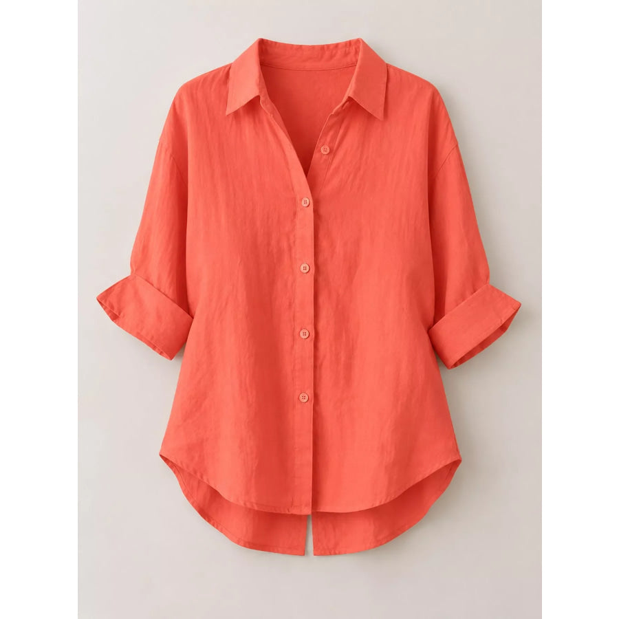 Full Size Casual Loose Fit Tie Back Shirt Plus Apparel and Accessories