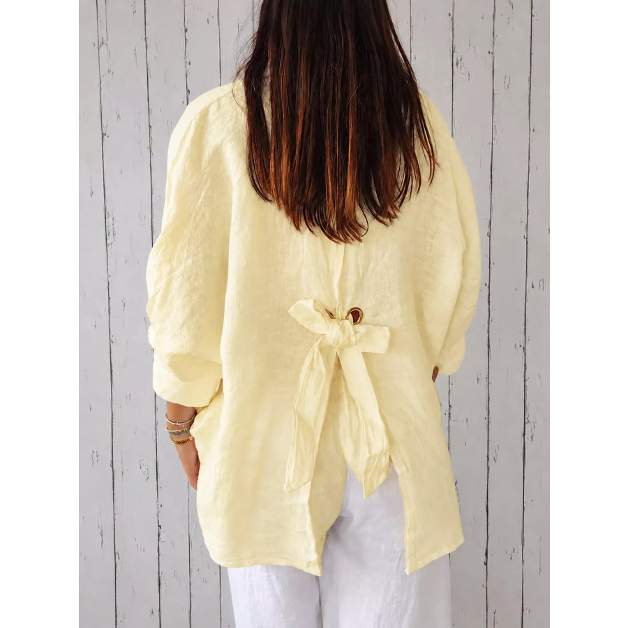 Full Size Casual Loose Fit Tie Back Shirt Plus Apparel and Accessories
