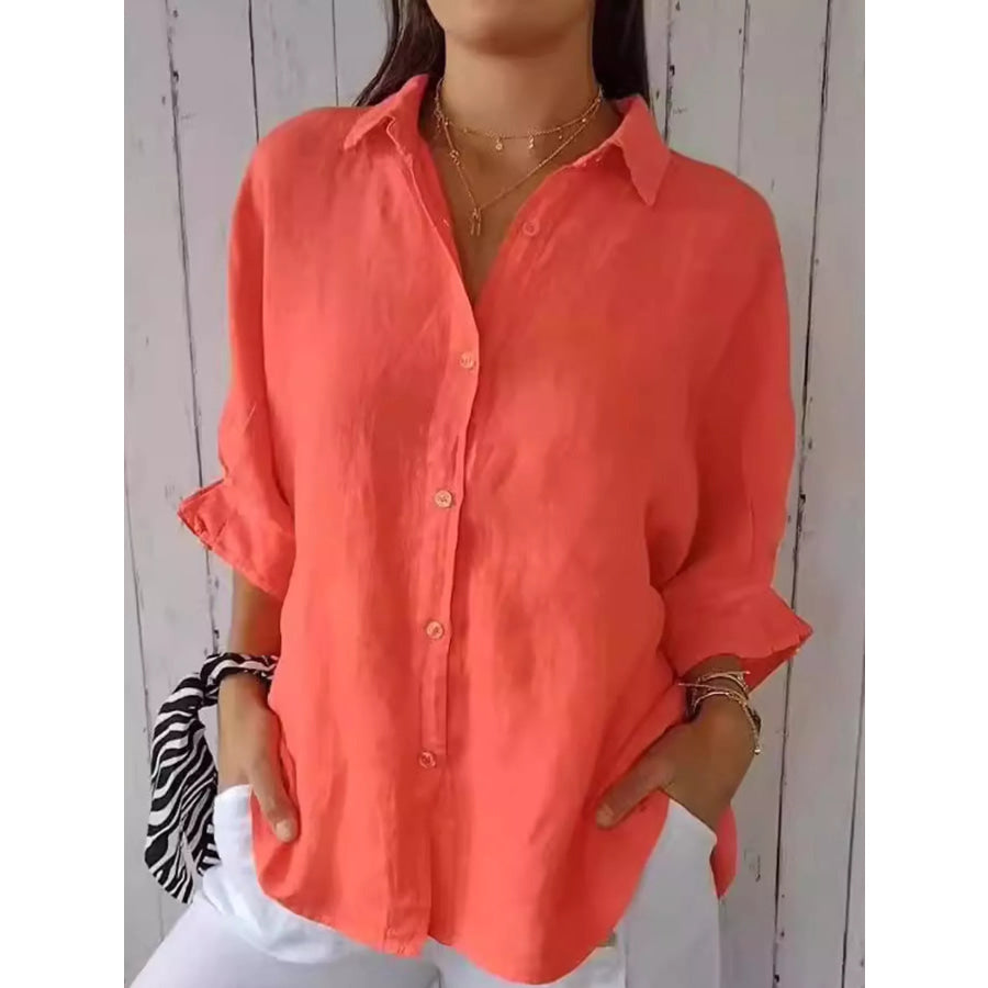Full Size Casual Loose Fit Tie Back Shirt Plus Apparel and Accessories