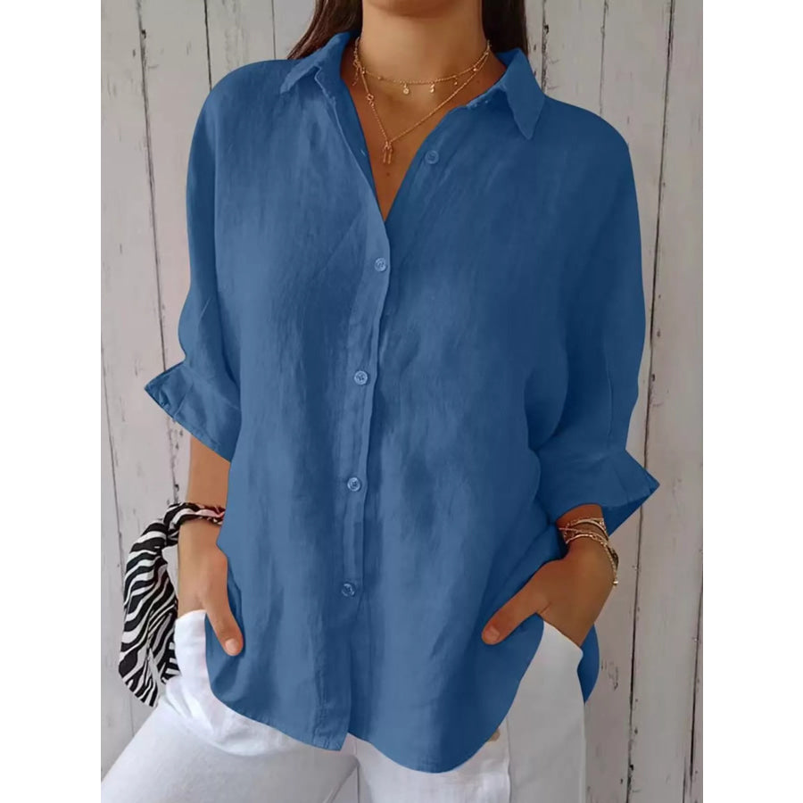 Full Size Casual Loose Fit Tie Back Shirt Plus Apparel and Accessories
