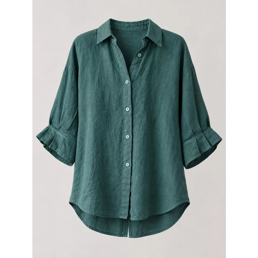 Full Size Casual Loose Fit Tie Back Shirt Plus Apparel and Accessories