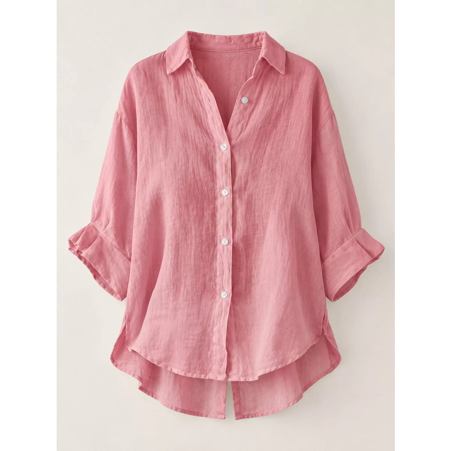 Full Size Casual Loose Fit Tie Back Shirt Plus Apparel and Accessories