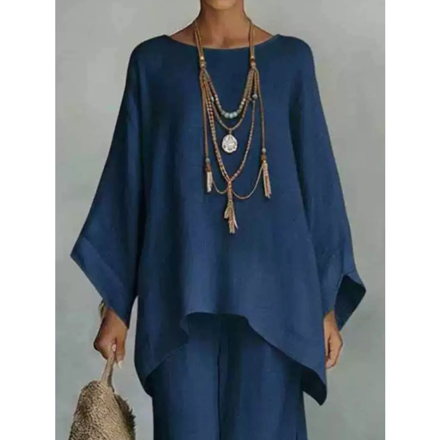 Full Size Casual Loose Fit Top and Pants Set Two-Piece Plus Apparel Accessories
