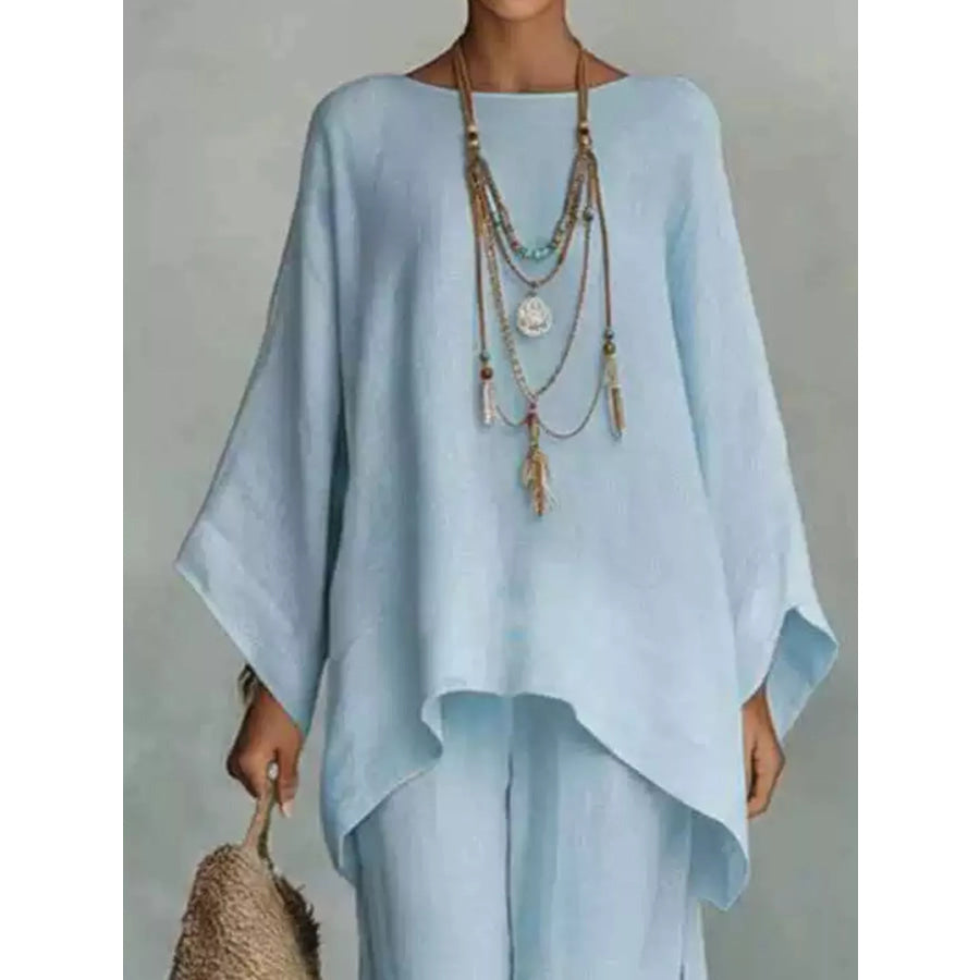 Full Size Casual Loose Fit Top and Pants Set Two-Piece Plus Apparel Accessories