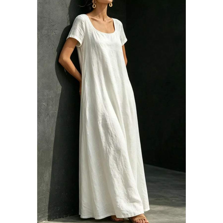 Full Size Casual Loose Short Sleeve Maxi Dress Plus Size Apparel and Accessories