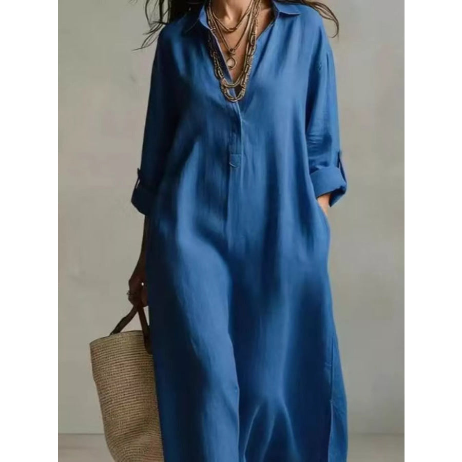 Full Size Casual Midi Shirt Dress Plus Apparel and Accessories