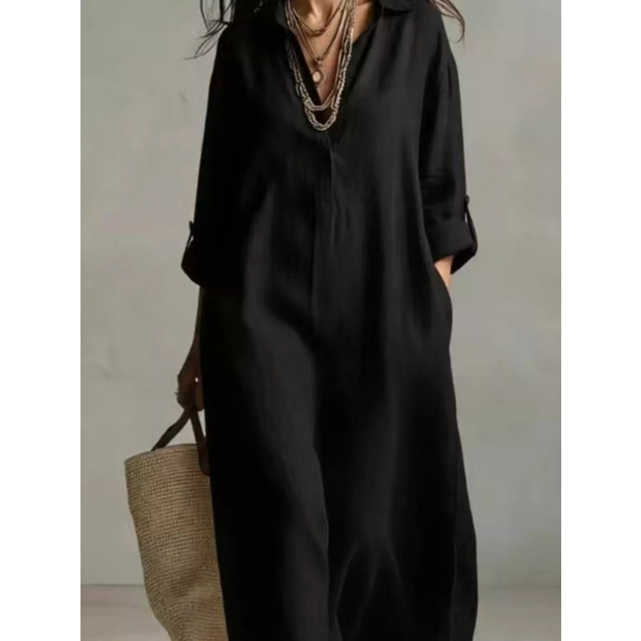 Full Size Casual Midi Shirt Dress Plus Apparel and Accessories