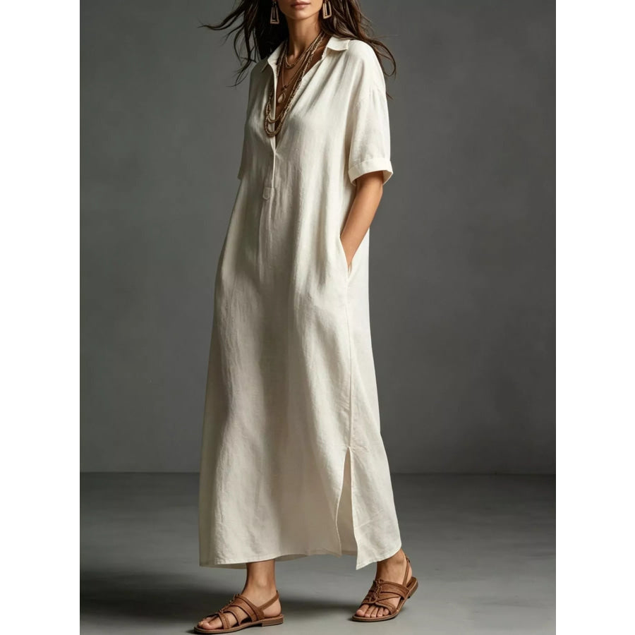 Full Size Casual Midi Shirt Dress Plus Apparel and Accessories