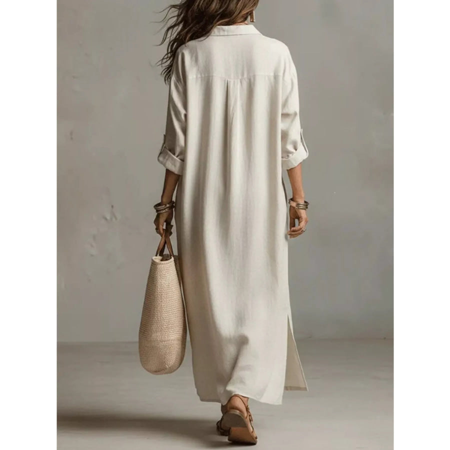 Full Size Casual Midi Shirt Dress Plus Apparel and Accessories