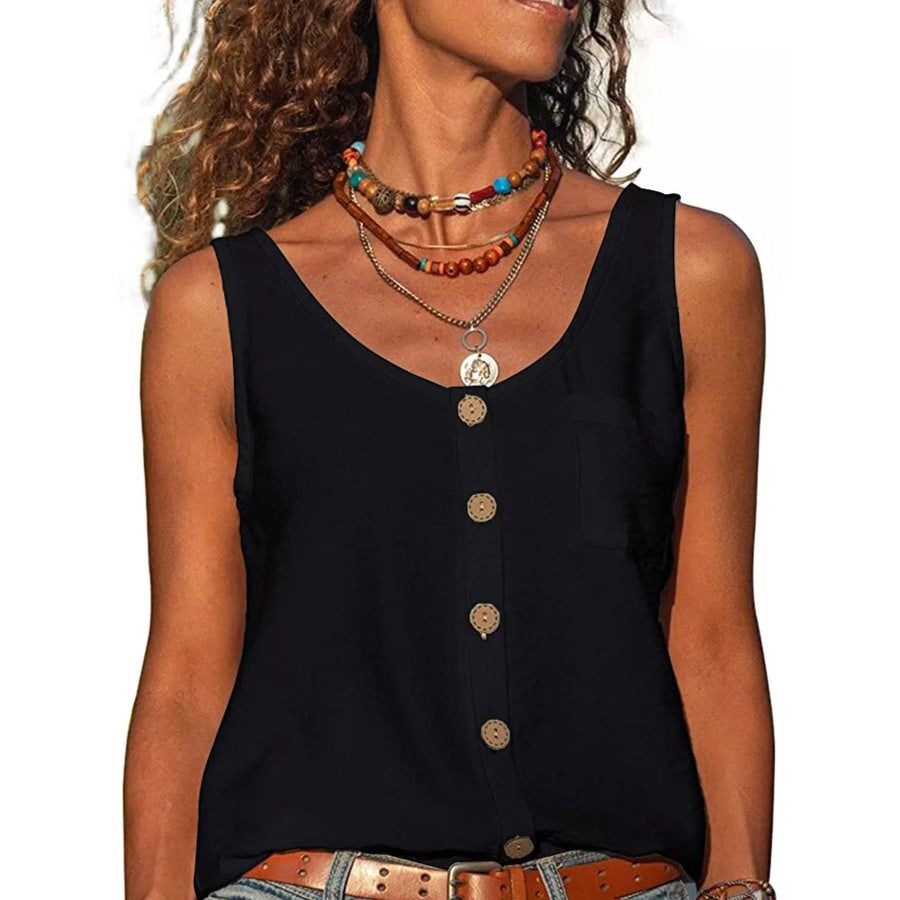 Full Size Casual Round Neck Tank Plus Black / S Apparel and Accessories
