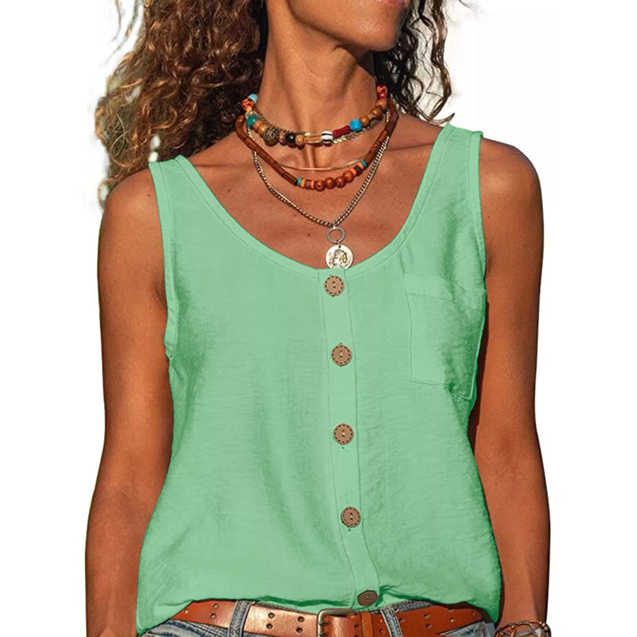 Full Size Casual Round Neck Tank Plus Light Green / S Apparel and Accessories