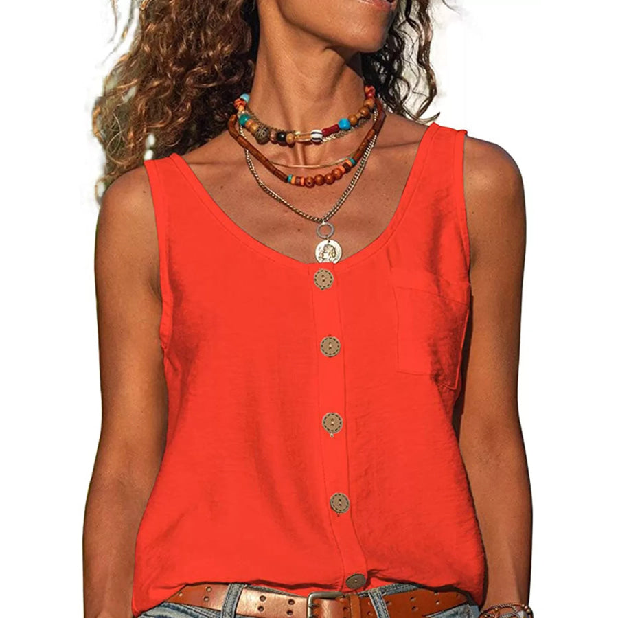 Full Size Casual Round Neck Tank Plus Orange / S Apparel and Accessories