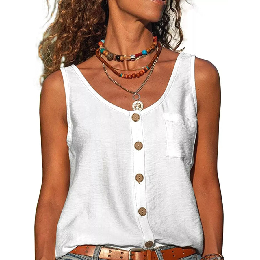 Full Size Casual Round Neck Tank Plus White / S Apparel and Accessories