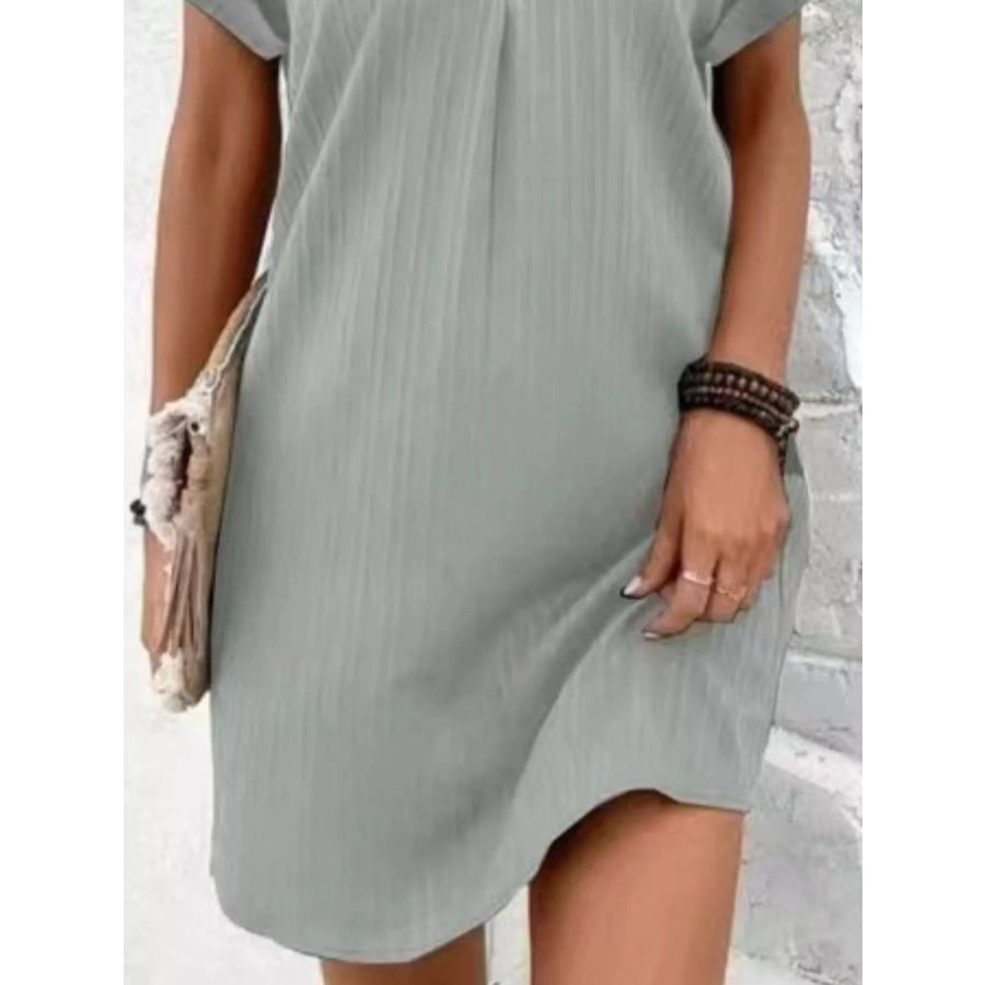 Full Size Casual V-Neck Short Sleeve Dress Plus Size Apparel and Accessories