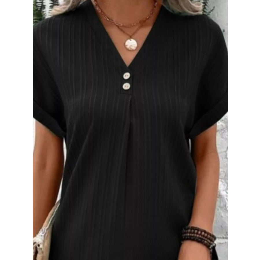 Full Size Casual V-Neck Short Sleeve Dress Plus Size Apparel and Accessories