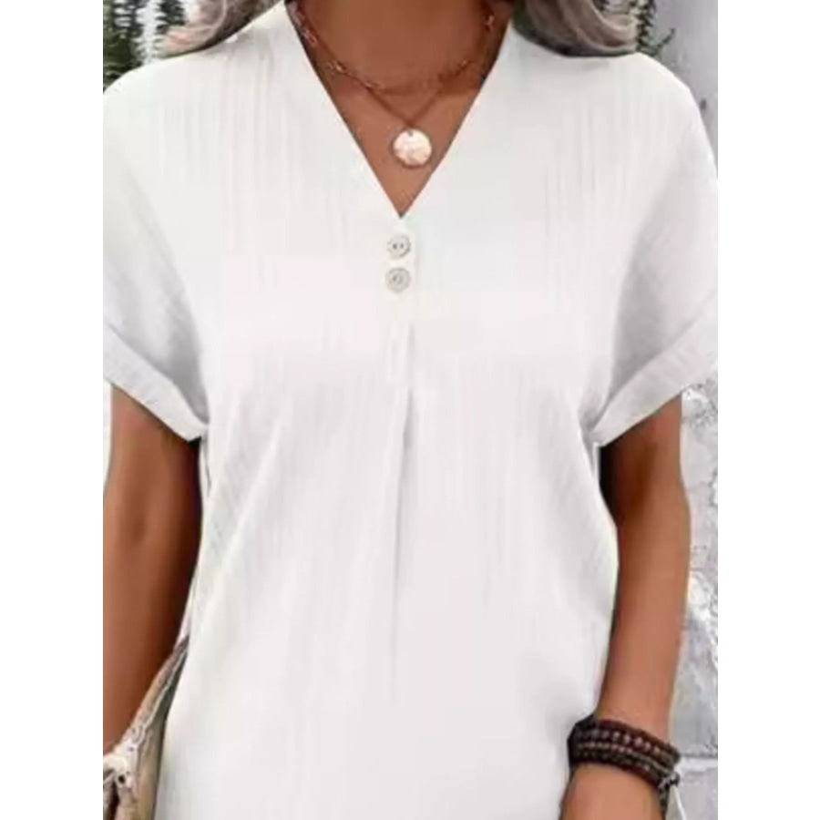 Full Size Casual V-Neck Short Sleeve Dress Plus Size Apparel and Accessories