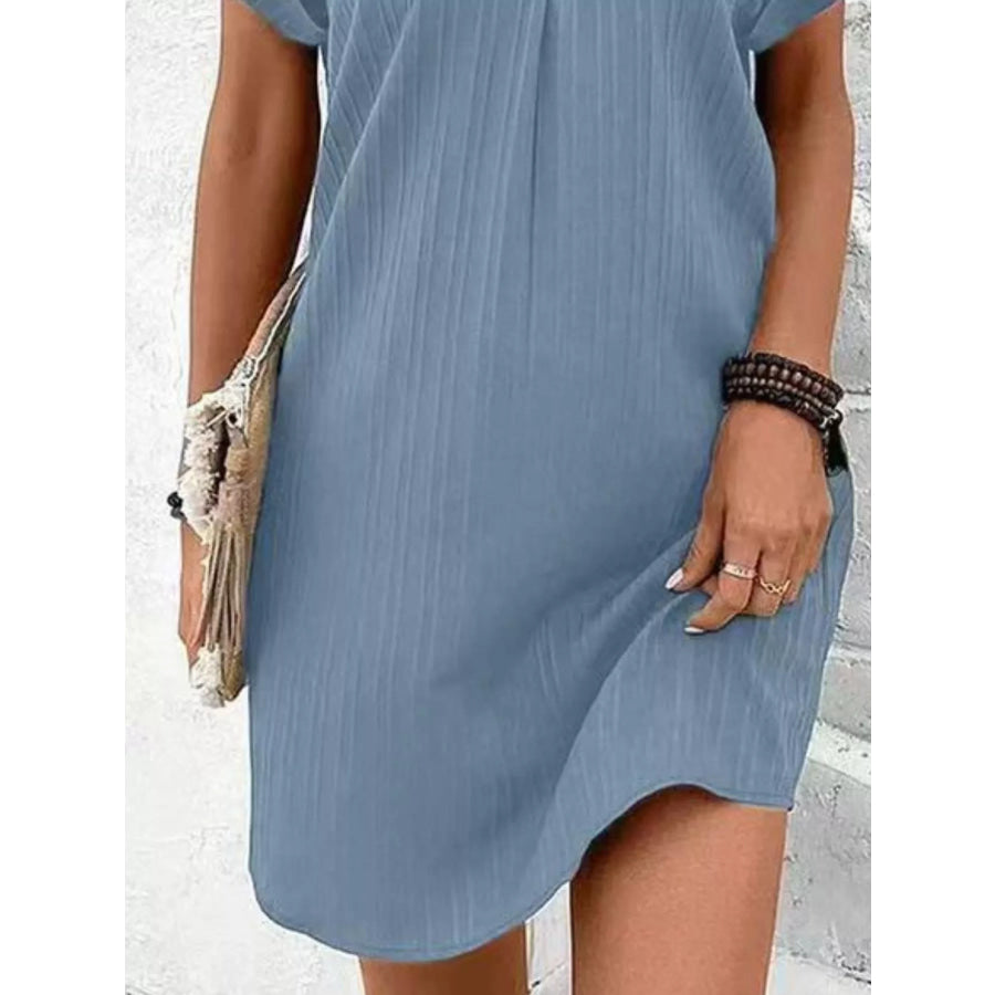 Full Size Casual V-Neck Short Sleeve Dress Plus Size Apparel and Accessories