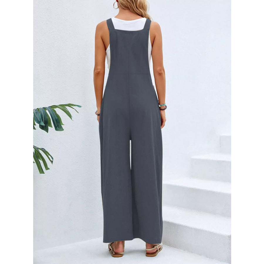 Full Size Casual Wide-Leg Overalls with Pockets Plus Size Apparel and Accessories