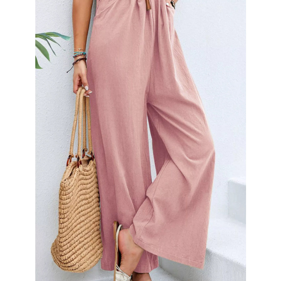 Full Size Casual Wide-Leg Overalls with Pockets Plus Size Apparel and Accessories
