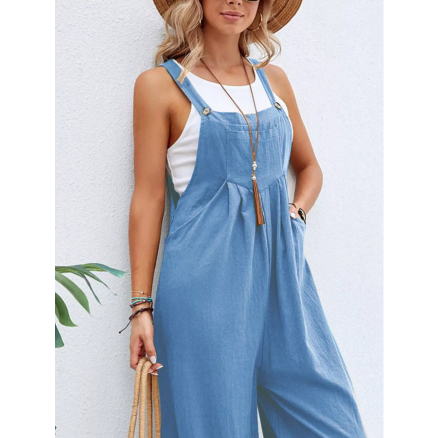 Full Size Casual Wide-Leg Overalls with Pockets Plus Size Apparel and Accessories