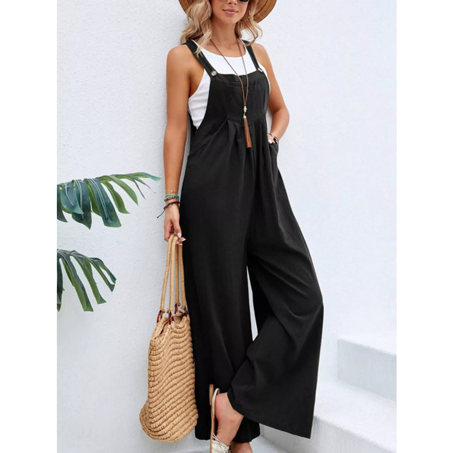 Full Size Casual Wide-Leg Overalls with Pockets Plus Size Apparel and Accessories