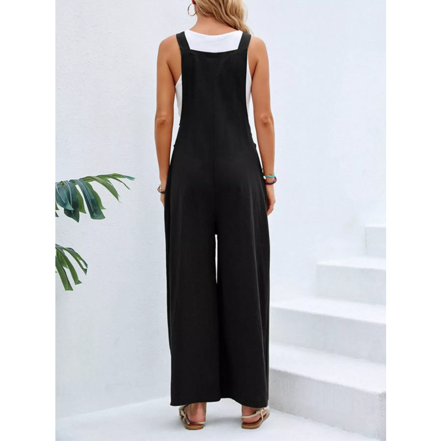 Full Size Casual Wide-Leg Overalls with Pockets Plus Size Apparel and Accessories
