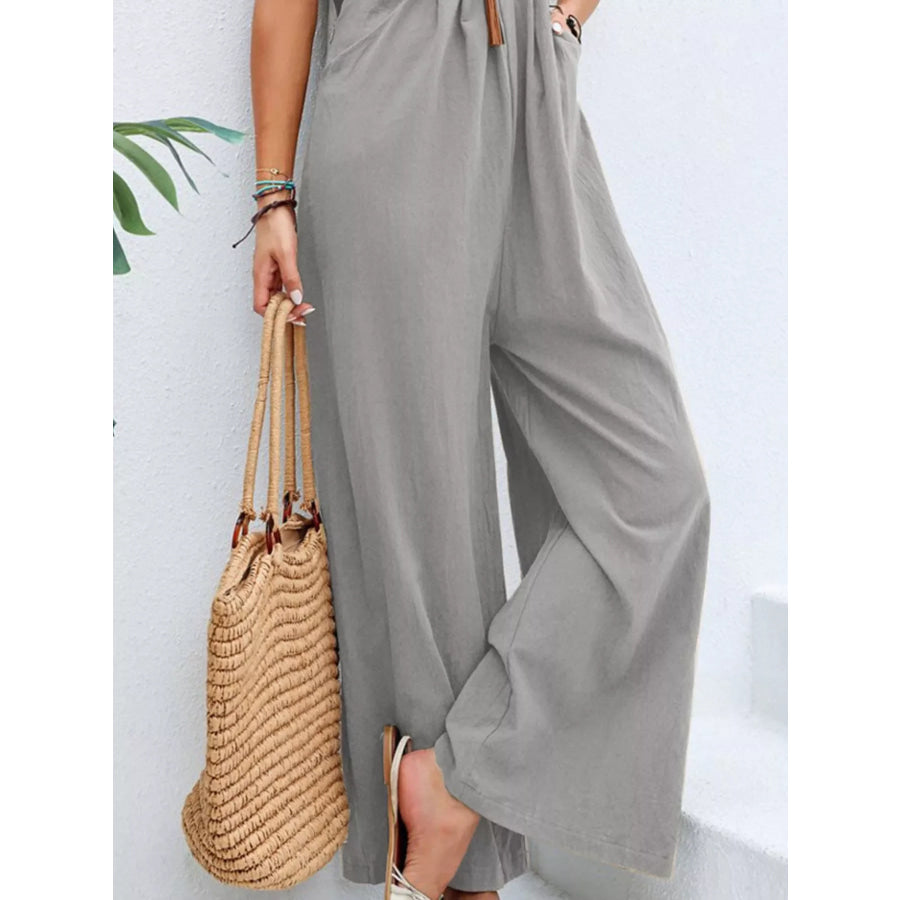 Full Size Casual Wide-Leg Overalls with Pockets Plus Size Apparel and Accessories