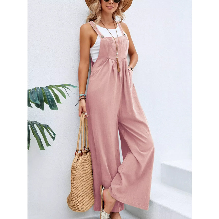 Full Size Casual Wide-Leg Overalls with Pockets Plus Size Pink / S Apparel and Accessories
