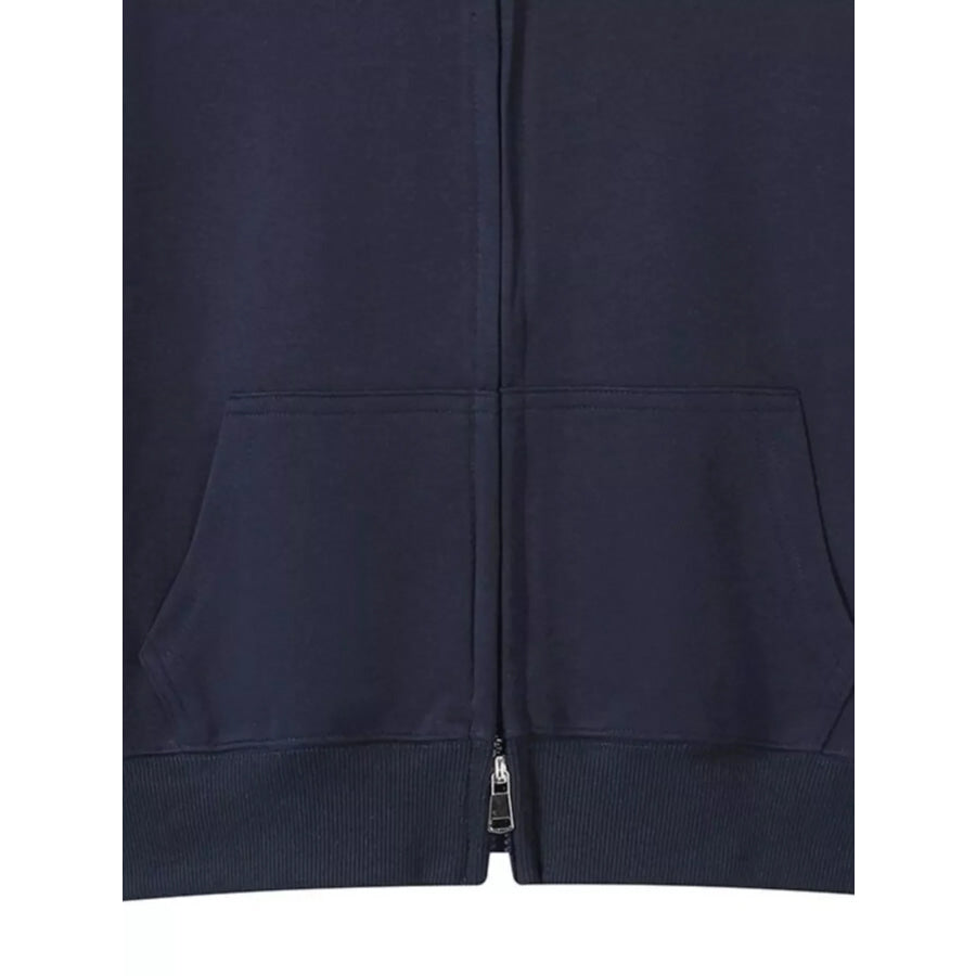 Full Size Casual Zip-Up Long Sleeve Hoodie Plus Size Apparel and Accessories