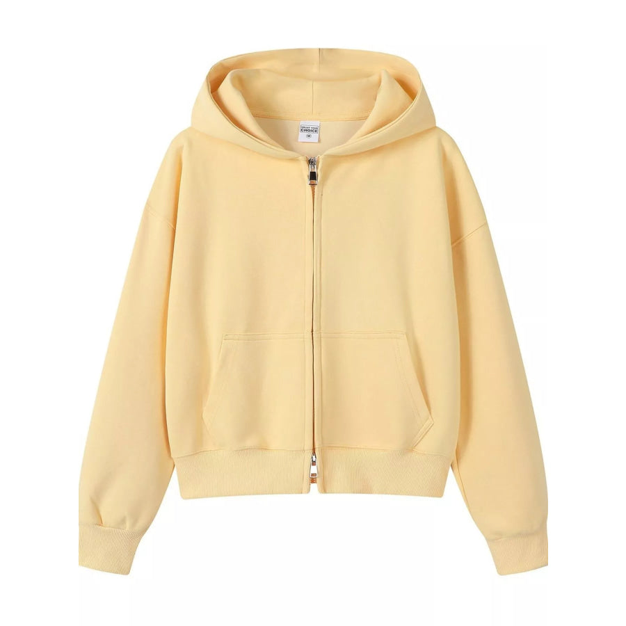 Full Size Casual Zip-Up Long Sleeve Hoodie Plus Size Apparel and Accessories