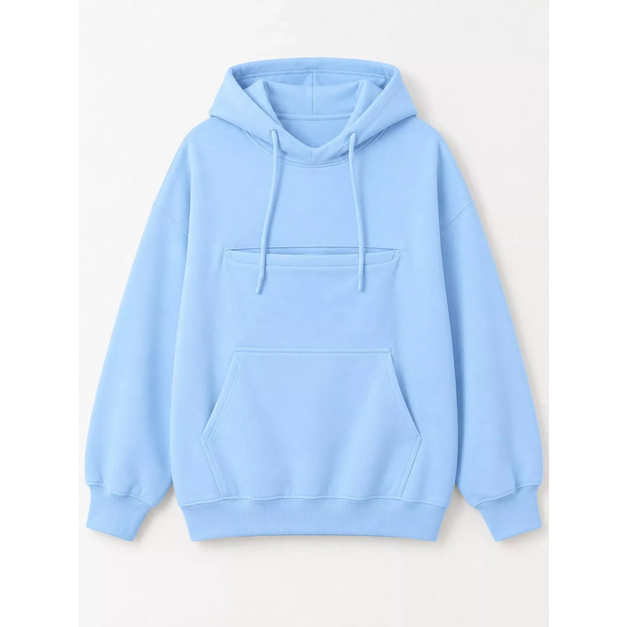 Full Size Cat Pouch Drawstring Hoodie Plus Apparel and Accessories