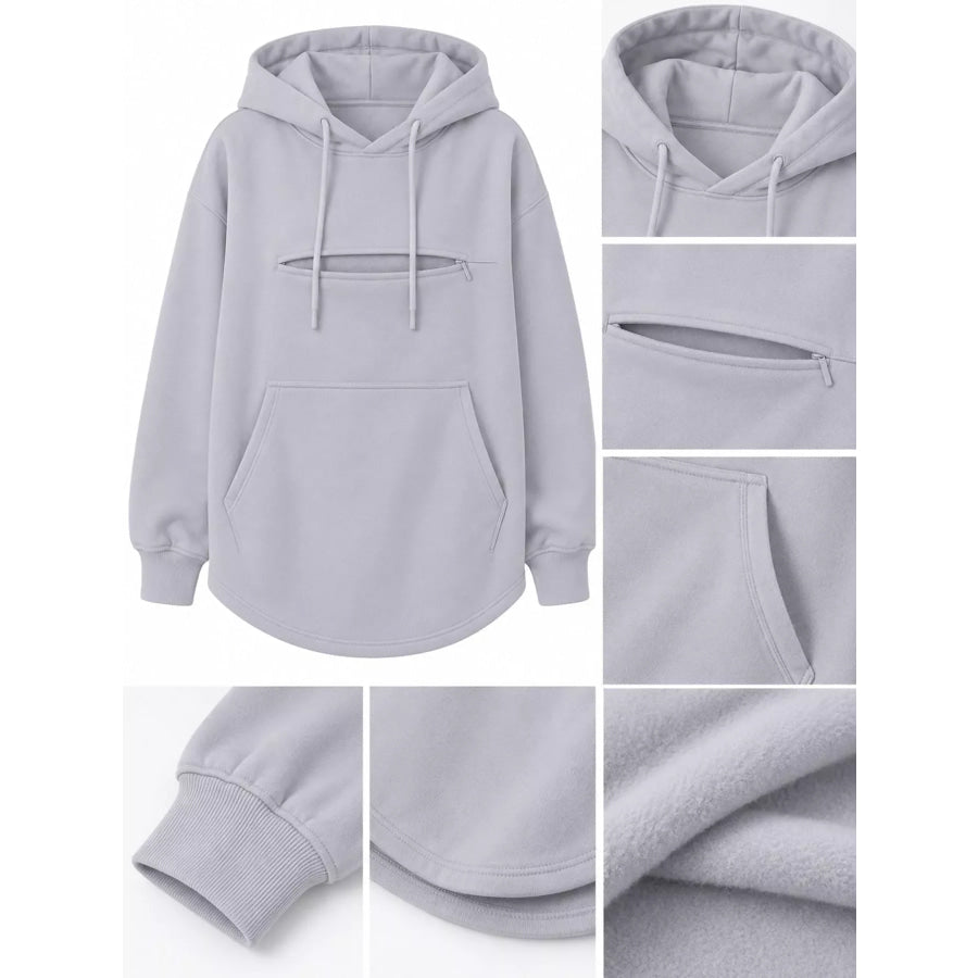 Full Size Cat Pouch Drawstring Hoodie Plus Apparel and Accessories