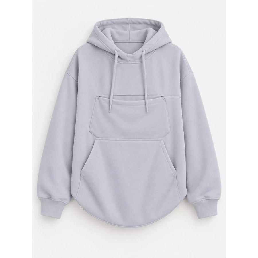 Full Size Cat Pouch Drawstring Hoodie Plus Apparel and Accessories