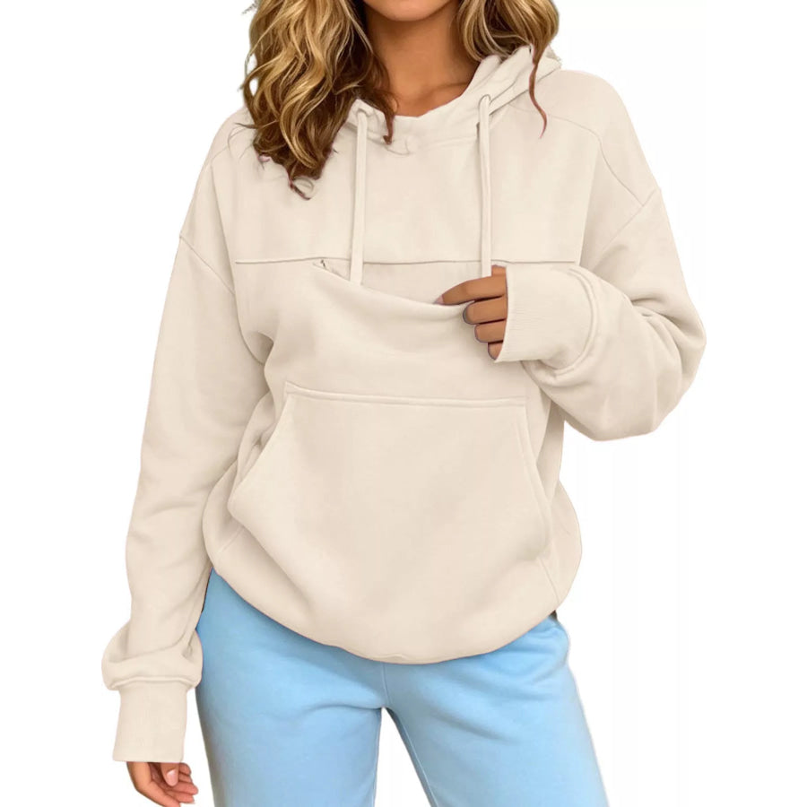 Full Size Cat Pouch Drawstring Hoodie Plus Apparel and Accessories